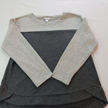 Liz Claiborne Women&#39;s White &amp; Gray Cotton Blend T-Shirt Long Sleeve Size... - $11.77