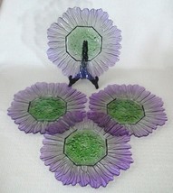 Tapio Wirkkala Purple &amp; Green Art Glass 11 3/4&quot; Flower Dinner Plates ~ S... - $98.99