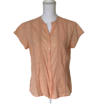 Caribbean Joe Women&#39;s Short Sleeve Top Size M Peach Color Embellished - $12.85