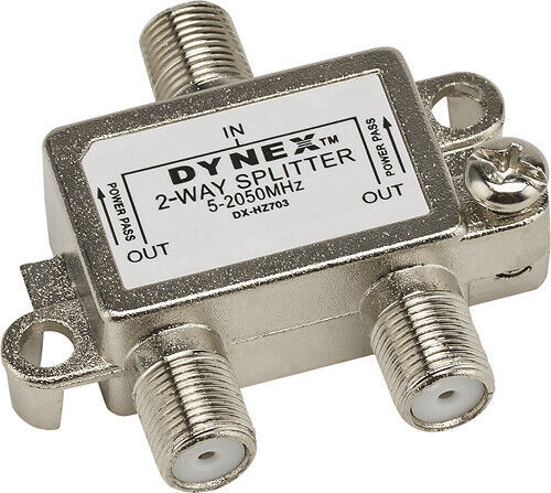NEW Dynex DX-HZ703 2-Way Coaxial Cable Splitter satellite antenna 5-2050MHz - $6.53