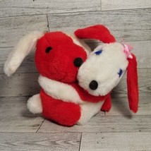 Vintage Fun World Red White Puppy Dogs Hugging Huggers Stuffed Animal Plush - £8.64 GBP