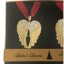 Leila&#39;s Linens Set Of 4 Bejeweled Christmas Ornaments Angel Wings Rhinestone - £54.65 GBP