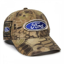 Ford Logo Built Tough Frayed Patch Pre-Curved Adjustable Hat Multi-Color - £22.42 GBP