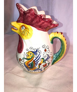 Italy Rooster Pitcher Majolica Pottery - $18.74