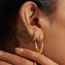 Monica Vinader Mini Gem Ear Cuff, Bezeled Stone, 18K Gold/Green Onyx, NWT - £51.57 GBP