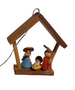 Vintage Wood Nativity Painted Mary Joseph Jesus in Creche Ornament Italy... - £15.52 GBP