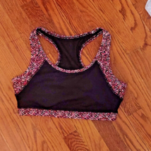 Gaiam Yoga Sports Bra Divine Black Lainery Print Women Medium Impact Siz... - $20.05