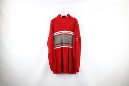 Vtg Southpole Mens XL Spell Out Striped Baggy Fit Ribbed Knit Mock Neck Sweater - £63.26 GBP