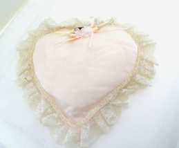 Vintage Pink Lace Trimmed Heart Pillow for Doll Bed - $18.99