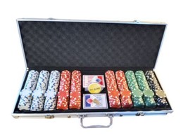 500 Poker Chip 11.5g Game Set in Aluminum Padded Locking Case 2 Decks of Cards  - £54.73 GBP