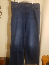 44B Old Navy 40x30 Blue Loose Fit Straight Leg Dark Wash Jeans 100% Cotton EUC - £7.14 GBP