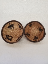 Handmade Circular 6&quot; and 7&quot; 2-Tone Weaved Pine Needle Baskets Bowls - £38.36 GBP