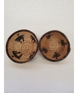 Handmade Circular 6&quot; and 7&quot; 2-Tone Weaved Pine Needle Baskets Bowls - £37.49 GBP