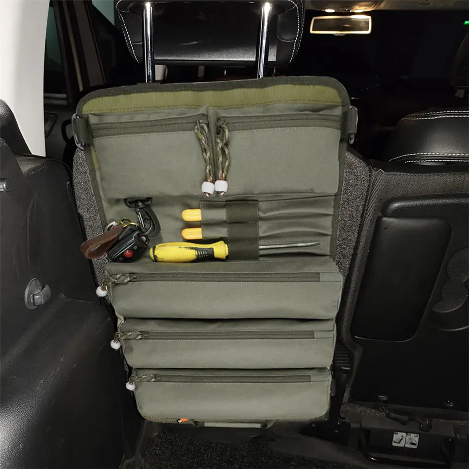 Universal Molle Tactical Car Seat Back Organizer Storage Hanger Bag with 2 - £70.05 GBP