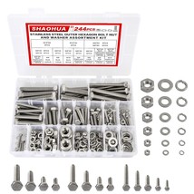 Shaohua 244 Pcs. M3 M4 M5 M6 M8 M10 Nuts And Bolts Kit, Stainless Steel Flat Hex - £31.31 GBP
