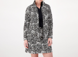 Sport Savvy Motion Printed French Terry Zip Front Jacket Black Multi, Size 3X - £23.73 GBP