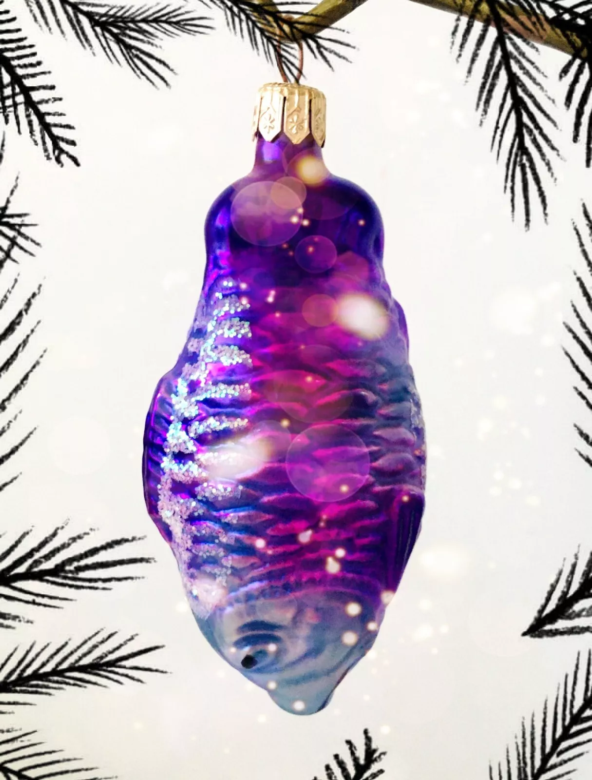 NEW Authentic Christopher Radko Purple Pink HAPPY FISH Handcrafted Glass... - $110.97 CAD