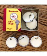 Vintage Dennison Key Tags No. 18-033 Box of 6 White Paper Metal Ring and... - $1.88