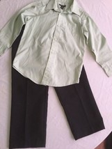 Fathers Day Size 6  7 George shirt green black dress suit pants 2 piece boys  - £16.67 GBP