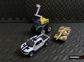 3x Die Cast Toy Cars  1/46 Kinsmart Ford F-150 Rapture Tonka Truck Military Tank - £15.65 GBP
