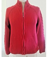 Red Sweater GANDER MOUNTAIN GUIDE SERIES Med Crew Neck Zipper 100% Cotton - £18.69 GBP