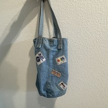 Vtg 90s Shane Jean Tote Book Bag Hobo Purse Denim Handbag Patches - £19.18 GBP