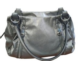 Nine West Gun Metal Silver Gray Satchel Shoulder Bag Handbag Purse - $47.61