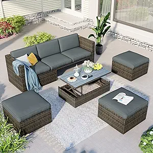 5 Pieces Patio Furniture, Dining Sofa Set Outdoor Sectional Conversation... - £741.99 GBP