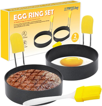 4 Inch Large Egg Rings for Frying Eggs, 2 Pack Stainless Steel Egg Cooking Rings - £11.21 GBP