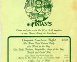 Finian&#39;s Menu Irish Restaurant Atlanta Georgia 1982 - £14.02 GBP