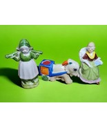 3 Vintage 1940s Porcelain Figurines Hand Painted Japan Donkey Pin Cushio... - $33.15 CAD