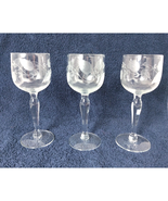 VTG Lot Of 3 Wine Glass Clear Goblets - Intricate Leaf Etched Design 5.5... - $223.43 MXN