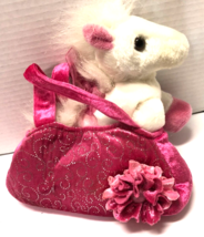 Aurora White &amp; Pink Pony Horse In Pink Purse 9&quot; wide Plush - £15.65 GBP