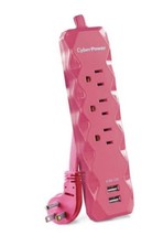 CyberPower 3 Ft., 3-Outlet, 2-USB, 350 Jules, Electrical Surge Protector, Pink - £18.79 GBP