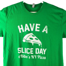 Bibos NY Pizza Have A Slice Day sz L Retro T-Shirt Large Mens Green San ... - £15.30 GBP