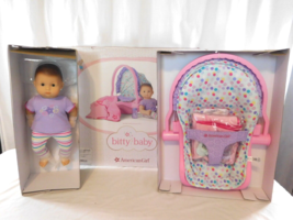 American Girl Bitty Baby Doll 15&quot; Holiday Gift Set + Carrier + Clothes Booties - £58.07 GBP