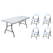 Plastic Folding Banquet Table and Folding Chairs 4 Pieces - £462.98 GBP