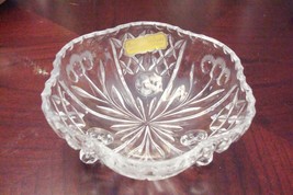 Handcut lead footed crystal bowl, made in Germany, pressed glass [GL-4] - $38.21