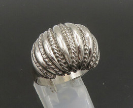 925 Sterling Silver - Vintage Shiny Fluted Twist Dome Band Ring Sz 9 - RG22780 - £49.86 GBP