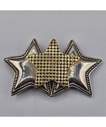 Vtg Paquette Belt Buckle 3 Star Gold Tone Studded Center Silver Tone - $29.99