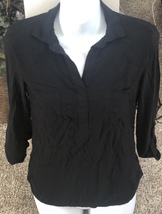 Merona Pullover Black Top Womens Size S Long Sleeve Breast Pockets - £6.25 GBP