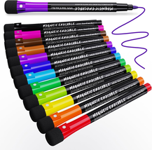 Magnetic Dry Erase Markers Fine Point Tip, 12 Count Colorful White Board... - $11.88