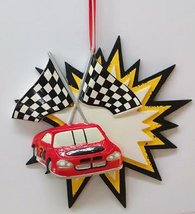 Race Car Ornament (Red Car/Blue Star) - $17.50