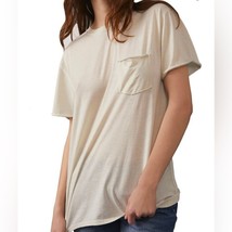 Free People We The Free Vella T-Shirt Oversized Pocket White Swan Ivory XL - $30.83