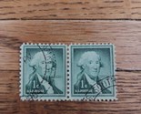 US Stamp George Washington 1c Used Green Strip of 2 - $1.23
