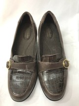 Clark&#39;s Bendables Loafers Heels Size 8.5M Leather Croc Embossed Womens - $15.83