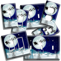 Santa Claus Sleigh Reindeer Flies Over Moon Light Switch Outlet Wall Plate Decor - £14.37 GBP+