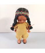 Vintage Native Indian Doll Fringed Leather Suede Outfit Headband Sleepy ... - €17,01 EUR