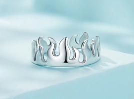 Authentic 925 Sterling Silver Creative Flame Adjustable Ring (Size 6-7) - £27.96 GBP