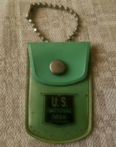 U.S. National Bank of Portland OR coin purse holder key chain keychain vintage - £9.20 GBP